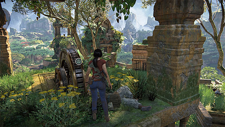 After securing the ruins, try to locate the mechanism shown above - its at the top of one of the tall, stone buildings - - Exploring the Parashurama Fort (bow and arrow) - Walkthrough - Uncharted: The Lost Legacy Game Guide