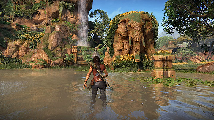 Token 2/11 is hidden below a large reservoir found in the south-western corner of the map - 4- Hoysalas Tokens and the Queens Ruby - Walkthrough - Uncharted: The Lost Legacy Game Guide