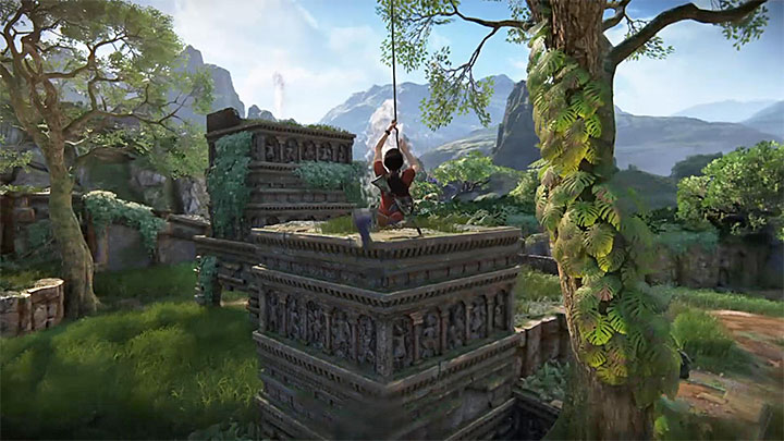 Use your grappling hook to get from the building to building - 4- Hoysalas Tokens and the Queens Ruby - Walkthrough - Uncharted: The Lost Legacy Game Guide