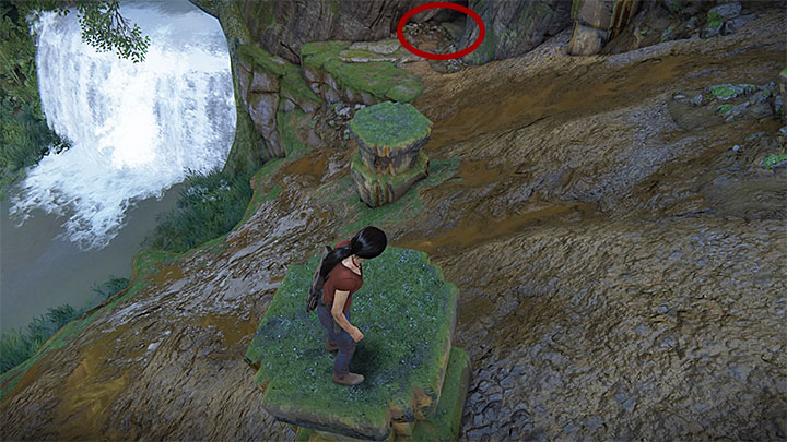 Climb to the tower on your left - there is a interactive branch that will allow you to swing to a small pillar found on the slope - make sure to aim your jump, as otherwise youll slide down and will have to repeat the whole action again - 4- Hoysalas Tokens and the Queens Ruby - Walkthrough - Uncharted: The Lost Legacy Game Guide