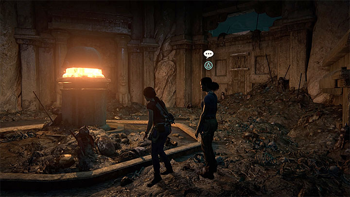 You can have this conversation after opening the door in the ruins, the ones with an unusual lock - The Great Battle All secrets - Secrets - Uncharted: The Lost Legacy Game Guide