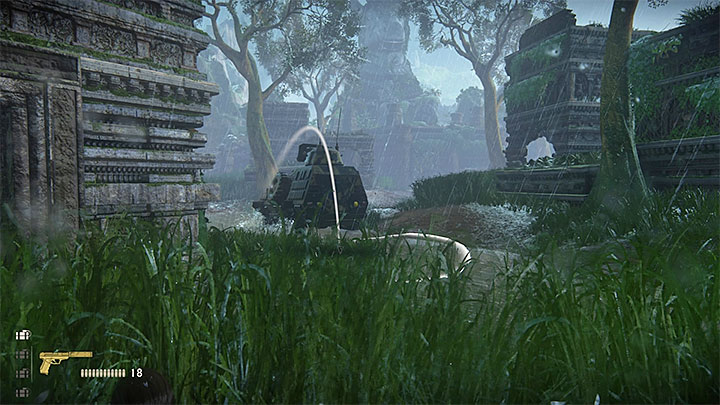 You can place charges of C4 in a spot frequented by the APC - - The Gatekeeper - Walkthrough - Uncharted: The Lost Legacy Game Guide