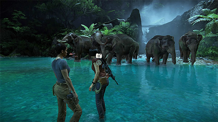 Move on and you will soon reach an elephant female crushed by a pillar - - The Gatekeeper - Walkthrough - Uncharted: The Lost Legacy Game Guide