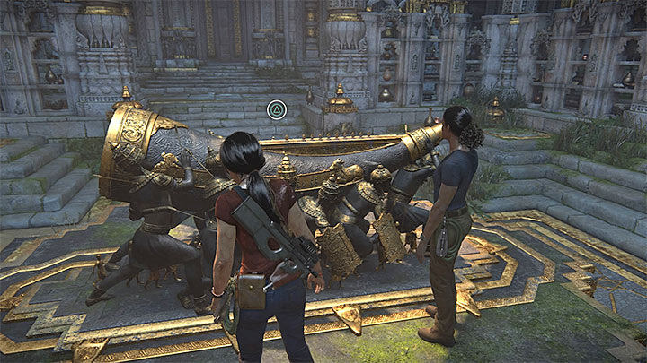 After you have found two treasures, examine the altar - - A visit to the library - Walkthrough - Uncharted: The Lost Legacy Game Guide