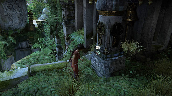 After you have come down, you will return to the area with Shivas lower hands - Solution to the puzzle with Shivas statue - Walkthrough - Uncharted: The Lost Legacy Game Guide