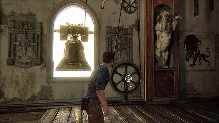 Wait for the weight to start moving up, jump towards it at the last possible moment and right after you grab onto it, jump towards the ledge on the left - Uncharted 4: Chapter 11 Hidden in Plain Sight - walkthrough - Walkthrough - Uncharted 4: A Thiefs End Game Guide