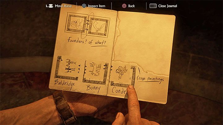 Nate will open his journal now, where you can see drawings of seals and black triangles on their edges - Uncharted 4: Chapter 11 Hidden in Plain Sight - walkthrough - Walkthrough - Uncharted 4: A Thiefs End Game Guide