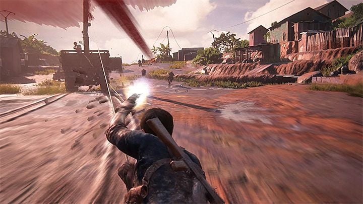 Target tires of vehicles - Uncharted 4: Chapter 11 Hidden in Plain Sight - walkthrough - Walkthrough - Uncharted 4: A Thiefs End Game Guide