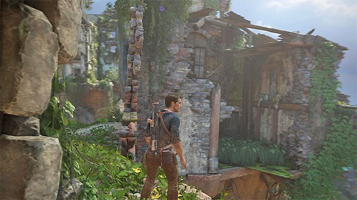 Your destination is the dilapidated building shown in the above screenshot, in the right part of the ruins - Uncharted 4: Chapter 14 Join Me in Paradise - walkthrough - Walkthrough - Uncharted 4: A Thiefs End Game Guide