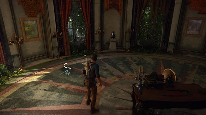Interact with the lighter, the armor the painting and the watch to proceed. - Uncharted 4: Chapter 18 New Devon - walkthrough - Walkthrough - Uncharted 4: A Thiefs End Game Guide