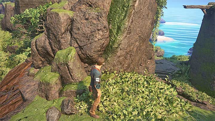 Use grappling hook on the grappling point, BUT take just a slight swing that will allow you to reach the neighboring ledge, AHEAD OF the steep surface (if you start sliding down, return quickly to the previous checkpoint) - Uncharted 4: Chapter 12 At Sea - treasure list - Treasures - Uncharted 4: A Thiefs End Game Guide