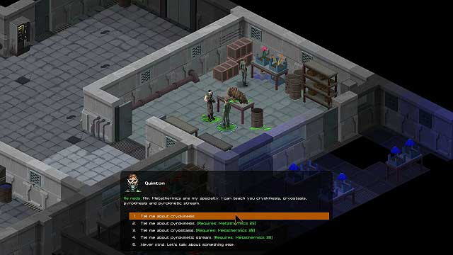 Talk to Quinton, give him the sample and ask if he could teach you something - Good start | Crafting and trading - Crafting and trading - Underrail Game Guide