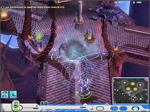 Gather everyone around your main character and proceed towards the nearest power core (6 on the map) - Mission 6 - part 2 - Novus - Universe at War: Earth Assault - Game Guide and Walkthrough