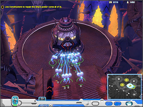 Like I've already said, repairing the final third generator is going to be more difficult, because both passageways leading to it are being guarded by enemy Walkers (5 on the map) - Mission 6 - part 2 - Novus - Universe at War: Earth Assault - Game Guide and Walkthrough