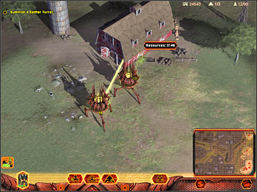 Fourth objective: Summon a Spitter Turret - Mission 2 - part 2 - Hierarchy - Universe at War: Earth Assault - Game Guide and Walkthrough