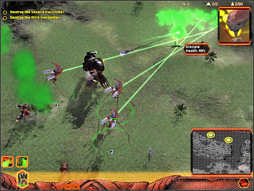 Once you've arrived at the southern section of the map, you will have to turn right in order to proceed west - Mission 3 - part 1 - Hierarchy - Universe at War: Earth Assault - Game Guide and Walkthrough