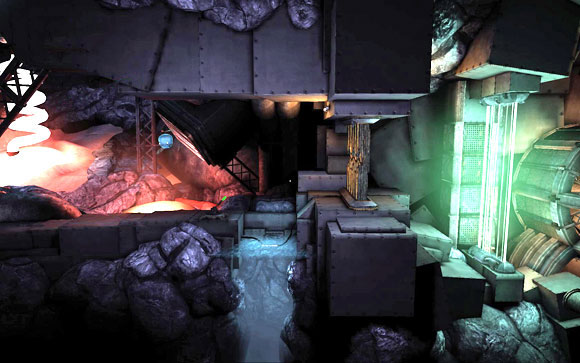 Once the water level rises, the gate will open and you'll be able to fly further - Pacemaker part 1: Map - Tunnel 2 - Walkthrough - Unmechanical - Game Guide and Walkthrough