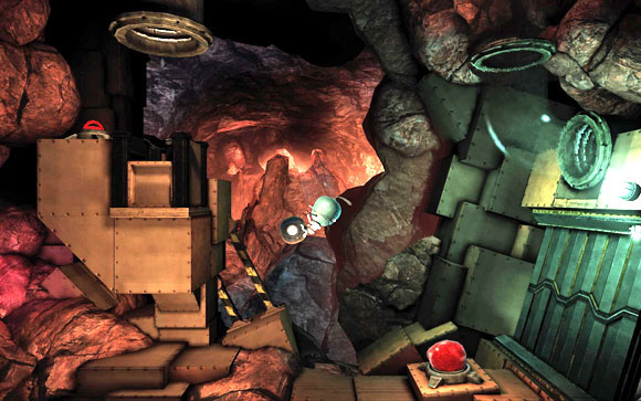 Right after the start [#1] fly along the pipe - Mines - Walkthrough - Unmechanical - Game Guide and Walkthrough