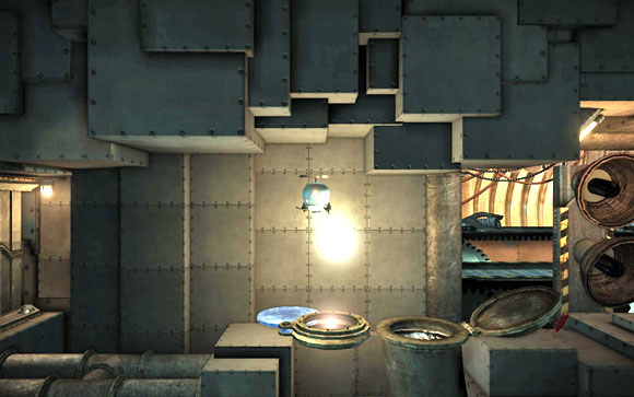 Throw the sphere to the channel on the left - Factory - Walkthrough - Unmechanical - Game Guide and Walkthrough