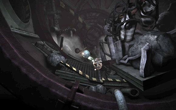 Same as previously, once the gate is open, fly inside the emergency shaft [#1], leading to the damaged room with the massacred janitor [#2] - Ending 2 - Endings - Unmechanical - Game Guide and Walkthrough