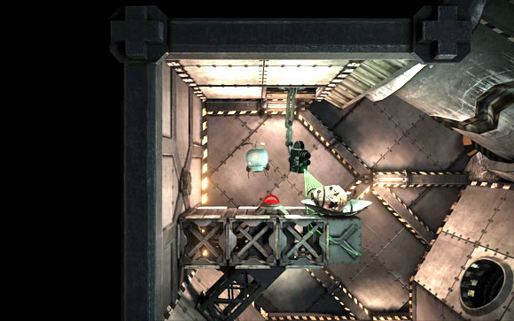 Take it and return up but this time, instead of throwing it to the cauldron, fly upper [#4] and throw it on the plate - Ending 2 - Endings - Unmechanical - Game Guide and Walkthrough