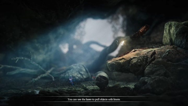 To reach the rock, you have to attach the yarn to the cylinder above - Unravel 2: Foreign Shore level walkthrough - Unravel 2: Walkthrough - Unravel 2 Game Guide