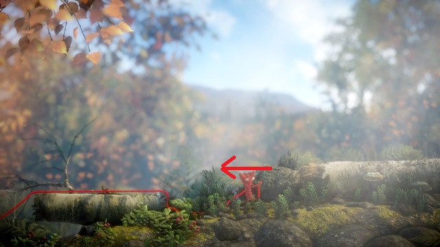 Pull the stone from underneath the branch to lower the branch - Level 4 - Mountain Trek - Walkthrough - Unravel - Game Guide and Walkthrough