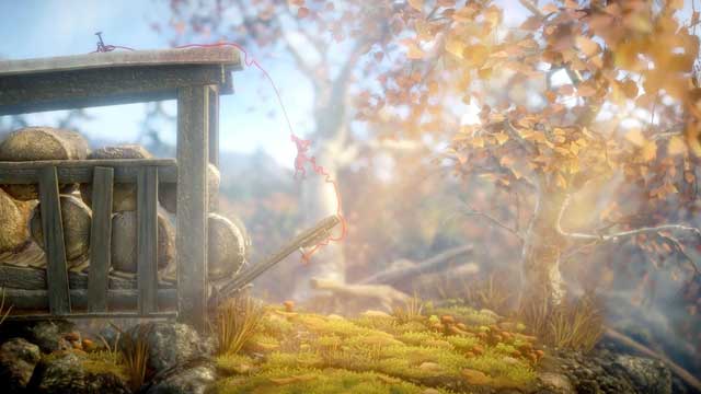 If you fall down, you will have to evade the beams. Just next to the water there is a loop that will help you escape - Level 4 - Mountain Trek - Walkthrough - Unravel - Game Guide and Walkthrough