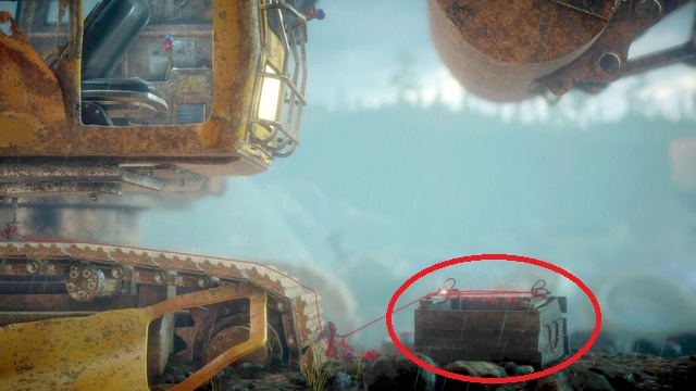 Now push the wooden box under the excavator - Level 6 - Down in a Hole - Walkthrough - Unravel - Game Guide and Walkthrough