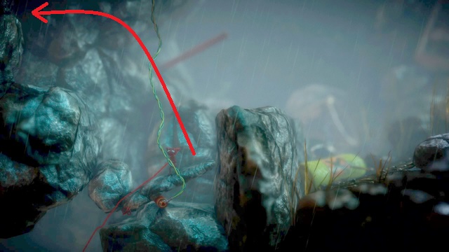 Take off towards the upper left corner to enter the hole containing a secret - Level 7 - How Much is Enough - Walkthrough - Unravel - Game Guide and Walkthrough