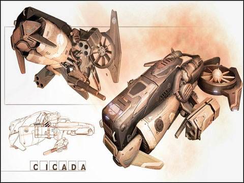 Cicada is air vehicle, which contain small missile launcher - Axon - Vehicles - Unreal Tournament III - Game Guide and Walkthrough