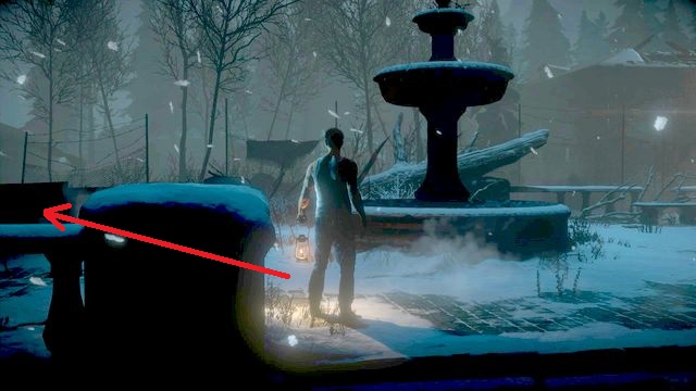 While starting as Mike, turn left next to the fountain before the spa - Until Dawn: Clues and totems in Episode 5 - Clues and totems - locations - Until Dawn Game Guide & Walkthrough