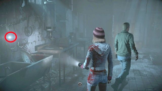 After you climb down the stairs, as Ashley, go to the end of the corridor and you get into a butchers room - Until Dawn: Clues and totems in Episode 6 - Clues and totems - locations - Until Dawn Game Guide & Walkthrough