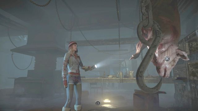The pig hanging on a hook - Until Dawn: Clues and totems in Episode 6 - Clues and totems - locations - Until Dawn Game Guide & Walkthrough