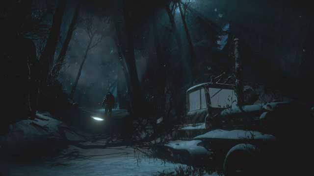 Go through the road left, next to the old vehicle - Until Dawn: Episode 3 - Walkthrough - Walkthrough - Until Dawn Game Guide & Walkthrough