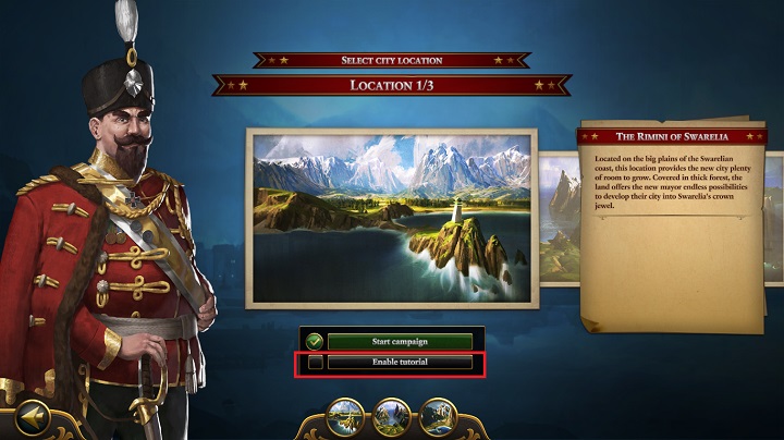 One should keep in mind that once you start a scenario, you cannot switch off the tutorial - Setting out | Politics - Politics - Urban Empire Game Guide