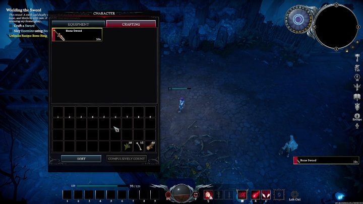 Basic weapons can be crafted using the crafting menu in the character tab - V Rising: Weapons and combat techniques - types and ways of obtaining - Basics - V Rising Guide