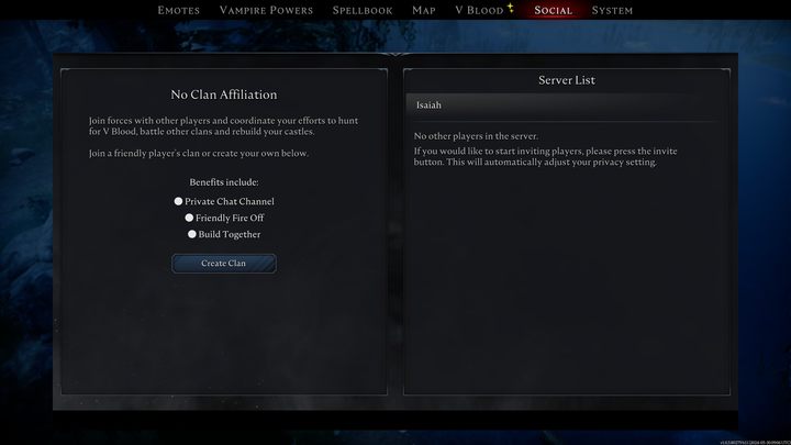 You don't need any currency or resources to create a clan - V Rising: Clan - how to create and invite friends - Basics - V Rising Guide
