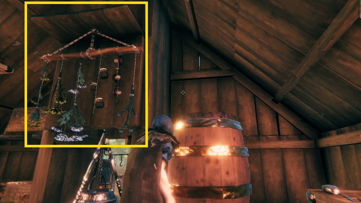 You have to be careful though, because if you hang it too low it can block your path to the cauldron - Valheim: Spice rack - how to build? - Crafting and equipment - Valheim Guide