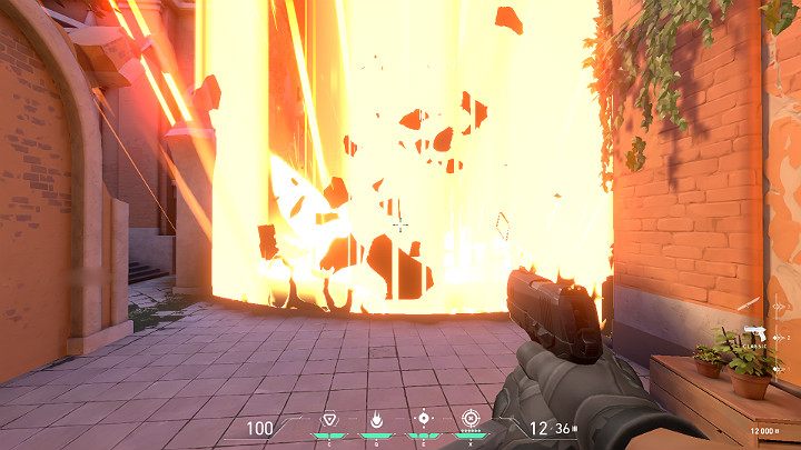 Interestingly, if you find yourself in the area of Orbital Strike, you will notice a large red exclamation mark in the middle of the screen - its a sign that you have to run away - Valorant: Brimstone (Controller) - skills, features, tips - Characters - Valorant Guide