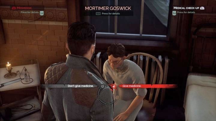 Take a medicine to a patient, ask about their health status and give them a medicine (the picture above shows an example of that) - Hippocratic Oath trophy in Vampyr - Trophy Guide - Vampyr Game Guide