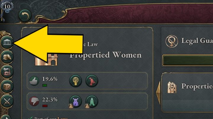 You'll find a list of all laws and options tied to them in the Politics tab, specifically in the Laws section - Victoria 3: Politics and law - establishing new laws, list - Basics - Victoria 3 Guide