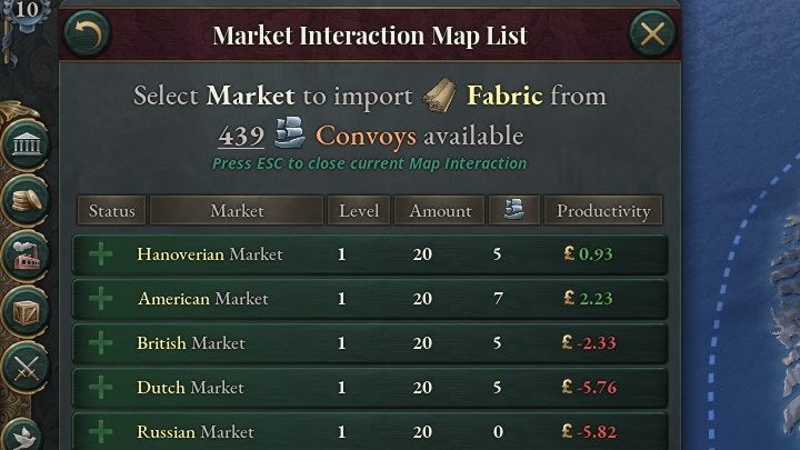 You will see a window with a list of countries from which you will be able to import or export the goods to - Victoria 3: How to create Trade Routes? - FAQ - Victoria 3 Guide