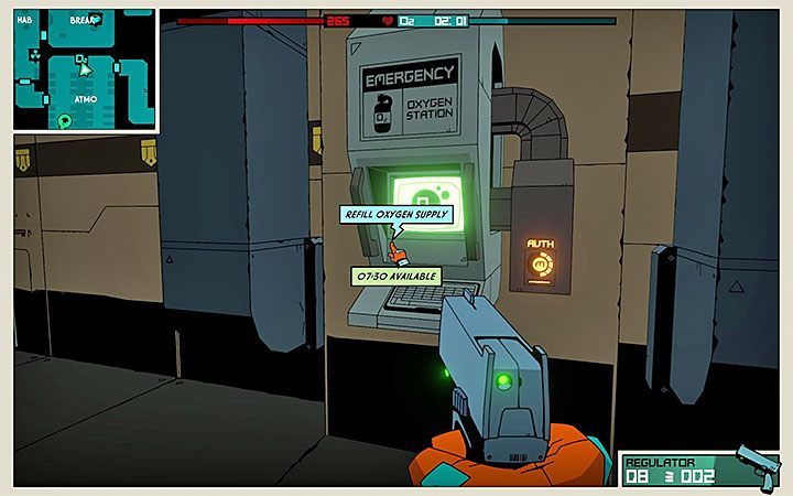 After reaching an Oxygen Station, interact with it to replenish all your oxygen supplies - How to get and increase oxygen reserves in Void Bastards? - FAQ - Void Bastards Guide and Tips