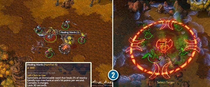 The Healing signs can be used by the hero and are treated as an object that can be destroyed. They can restore health points to all allies in the range. It is best to use them during or after a difficult battle. - Landfall | Warcraft III Reforged walkthrough - Orc Campaign - Warcraft III Reforged Guide
