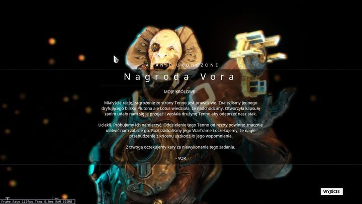 Vors reward is the first mission in Warframe, designed to introduce the player to the world of the game - Warframe - Beginning Mission (Selection of first Warframe and weapons) - Warfeame - Gameplay - Warframe Game Guide