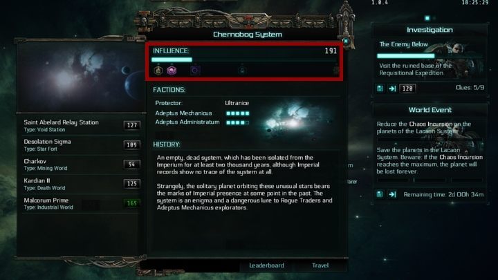 The number of glory points earned in a given system gradually accumulates - How to become a system protector in Warhammer Inquisitor - Martyr? - FAQ - Warhammer Inquisitor - Martyr Game Guide