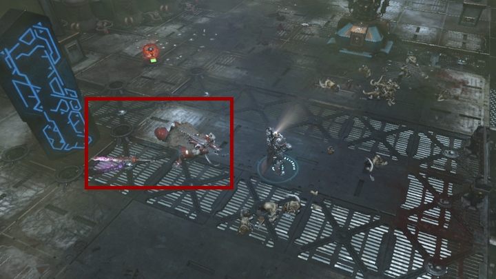 After killing the machine, you will be able to teleport the cult leader Ulrax, still alive as it turns out, to the ship - The Requisitional Expedition walkthrough in Warhammer Inquisitor - Martyr - The Enemy Below - Warhammer Inquisitor - Martyr Game Guide