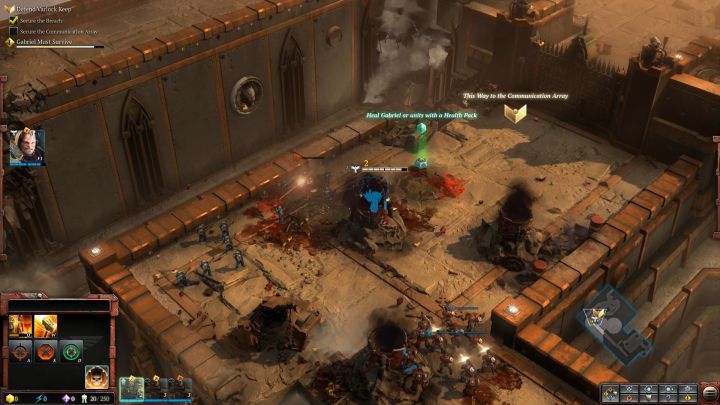 The first of many Health Packs you will stumble upon during the campaign. - Mission 1 - The Defense of Varlock Keep - Campaign Walkthrough - Warhammer 40,000: Dawn of War III Game Guide