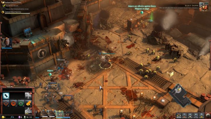Scout Sniper units are extremely effective at eliminating enemies from a huge distance. - Mission 1 - The Defense of Varlock Keep - Campaign Walkthrough - Warhammer 40,000: Dawn of War III Game Guide
